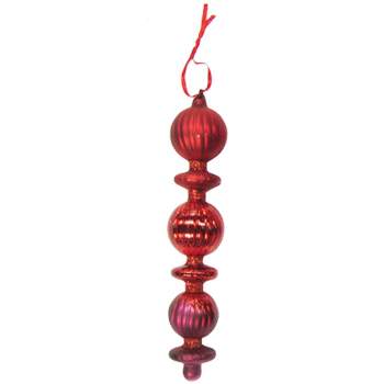 Christmas By Krebs - Ripple Ball and Disc Finial Glass Christmas Ornament