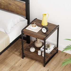 Acekool 360° Swivel Side Table with Charging Station, 3-Tier Storage, Lockable Wheels & Side Bag - Movable End Table for Living Room & Bedroom - 1 of 4