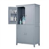 MAYEERTY Elegant Bathroom Cabinet Freestanding 4 Doors Adjustable Shelves White - 3 of 4