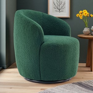 25.6" Teddy Barrel Armchair with Swivel and Ergonomic Back - 1 of 4