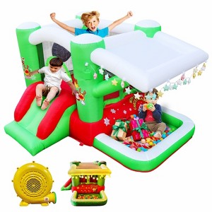 VisioGear Inflatable Bounce House, Christmas Jump 'n Slide Inflatable Bouncer for Kids Complete Setup with Blower, Multicolor, 91*80*55 - 1 of 4