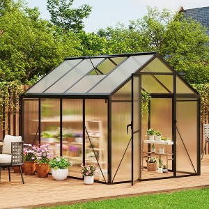 Large Aluminum Greenhouses for Outdoors, Heavy Duty Polycarbonate Greenhouse with Roof Vent, Walk-In Green Houses for Winter Garden, Backyard - 1 of 4