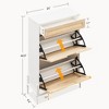 Rattan Slim Shoe Cabinet With 2 Flip Drawers & Adjustable Shelf, Tall Shoe Storage Organizer with Metal Legs,   for Entryway, Entrance, Hallway - 3 of 4