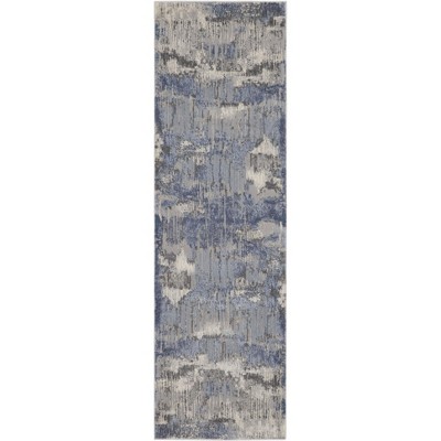 Nourison Grand Expressions GNE04 Indoor only Area Rug - Blue Grey 2'2" x 7'6"