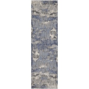 Nourison Grand Expressions GNE04 Indoor only Area Rug - Blue Grey 2'2" x 7'6" - 1 of 4