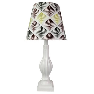 22" Polyresin Table Lamp with Silk Shade Gray - Creative Motion Industries