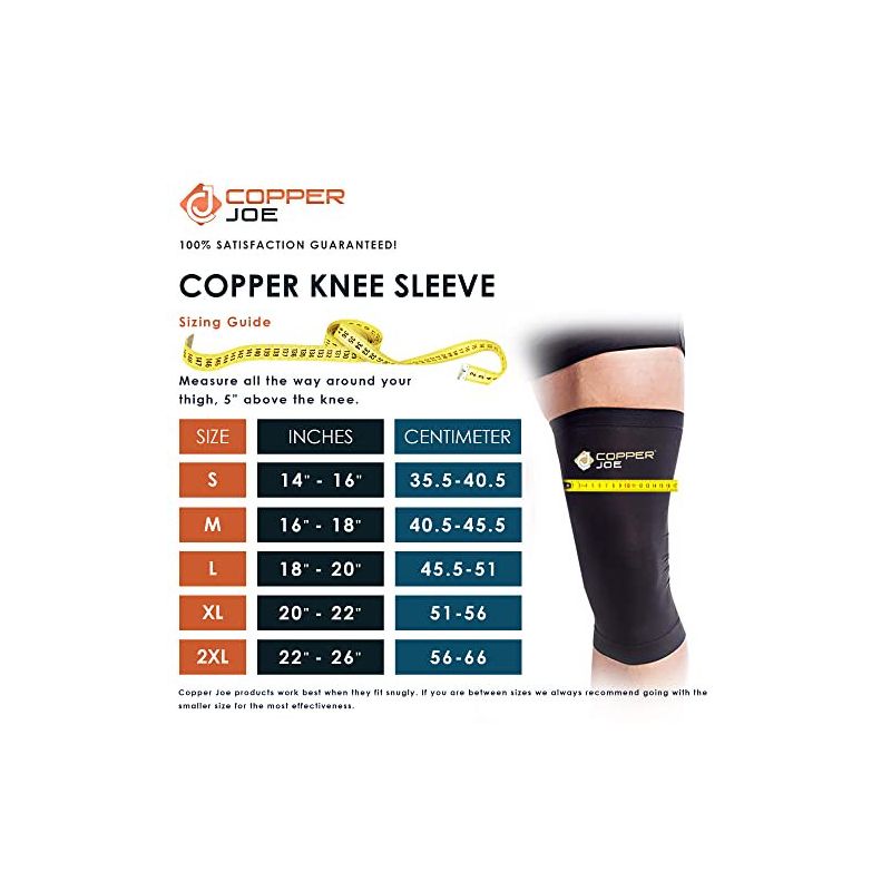 Copper Joe Knee Compression Sleeve, Knee Brace Sleeve Pain Relief ,Weightlifting, Running, Meniscus Tear, ACL, Arthritis, Gym For Men & Women - 2 Pack, 2 of 6