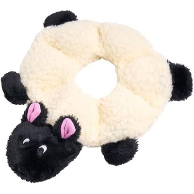 ZippyPaws Loopy - No Stuffing Dog Toys, Squeaky Pet Toy for Boredom, Unstuffed Chew Toy, Soft Plush Puppy Products, Sheep - 10"