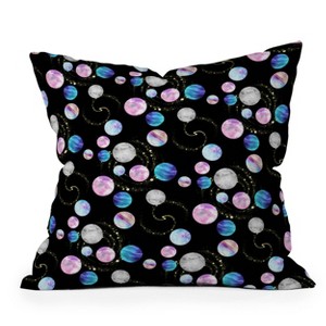 26"x26" Deny Designs Retrografika Planets Outdoor Throw Pillow Black: UV Protected, Mildew Resistant, Abstract Design - 1 of 4