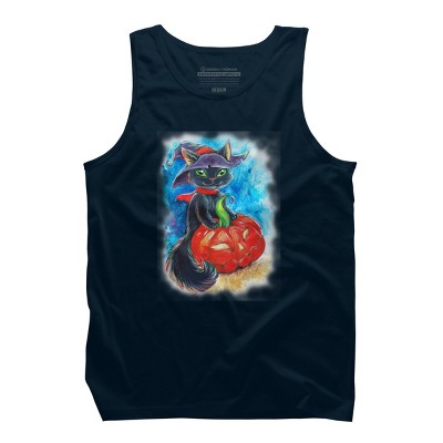 Men's Design By Humans halloween. the witch cat By POLINART Tank Top