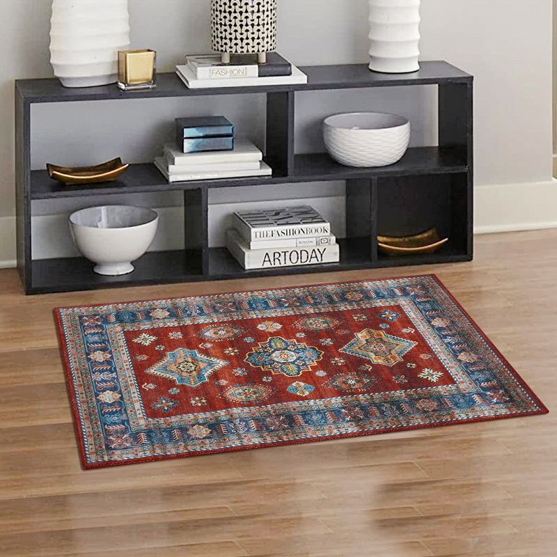 Washable Rug Vintage Rug Non Slip Indoor Floor Carpet Boho Accent Area Rug for Living Room Bedroom Kitchen, 3 of 9