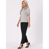 INSPIRE CHIC Women's Bow Tie Neck Solid Color Elastic Cuffs Elegant Office Short Sleeve Blouse - 3 of 4