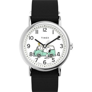 Adult Peanuts x Timex Snoopy Van Watch with Fabric Strap - Silver