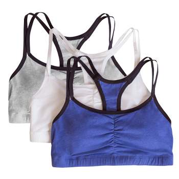 Fruit Of The Loom Women's Tank Style Cotton Sports Bra 3-pack Heather Grey  With Black/white/black 40 : Target