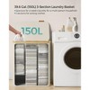 SONGMICS Laundry Hamper with Lid 3-Section Large Laundry Basket Removable Mesh Liner Bamboo Handles Collapsible - 3 of 4