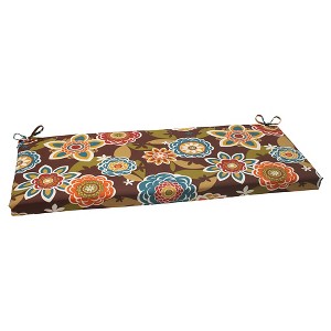 Outdoor Bench Cushion - Brown/Turquoise Floral