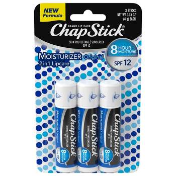 Chapstick Lip Moisturizer and Skin Protectant Lip Balm, Sunscreen, SPF 12- 3ct