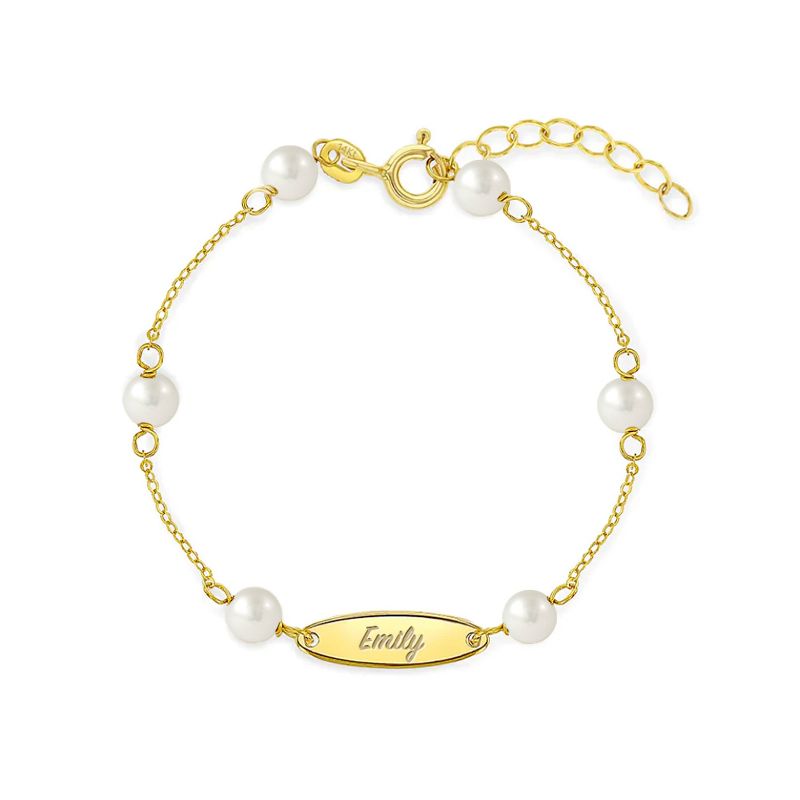 Girls' Oval Tag ID Bracelet 14k Gold - In Season Jewelry, 1 of 7