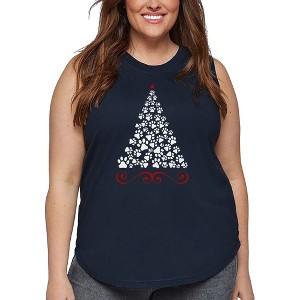 LA Pop Art Paw Christmas Tree - Women's Word Art Tank Top - 1 of 4