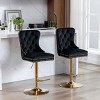 Set of 2 Swivel Velvet Bar Stools with Backs, Adjustable Height, Upholstered Barstools with Golden Base for Kitchen Island or Bar - Cuddlewood - 3 of 4