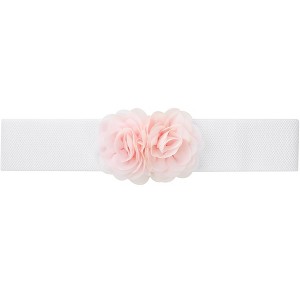 INSPIRE CHIC Women's Large Chiffon Rose Double-Flower Elastic Stretch Wide Corset Waist Belt 1 Pc - 1 of 4