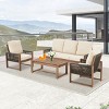 EROMMY 4-Piece Cedar Patio Set With PE Rope & Cushions - All-Weather Outdoor Conversation Group - 4 of 4