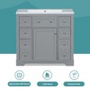 Vynxaria 36" Gray Bathroom Storage Cabinet with Drawers and Adjustable Shelf - 4 of 4