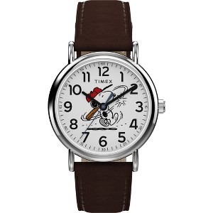 Adult Peanuts x Timex Snoopy Baseball Watch with Leather Strap