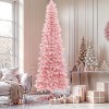 LuxenHome 7Ft Pre-Lit Pink Slim Tree with Metal Stand - 4 of 4