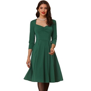 Allegra K Women's Vintage Sweetheart Neck 1950s Retro Cocktail A-Line Dresses - 1 of 4