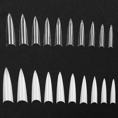 Okuna Outpost 1200 Count Stiletto Acrylic Nail Tips, Half Cover & Long Fake  Nails For Salon, 10 Sizes, Clear & White : Target