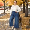 Agnes Orinda Women's Plus Size Casual Stretch Washed Pockets Wide Leg Palazzo Denim Jeans - 3 of 4