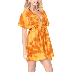 HAPPY BAY Women's Beachwear Bathing Suit Wraps Summer Loose Swimsuit Cover Ups Mini Caftan X-Large-XX-Large Yellow Tie Dye Design - 1 of 4