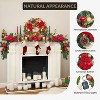 6ft Pre-Lit Christmas Garland with  Berries,  Warm  Lights, Battery Operated with Timer, Waterproof for Indoor & Outdoor Decor,Red Gold - 4 of 4