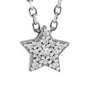 Pompeii3 Dainty Diamond Star Pendant in 14k White, Yellow, or Rose Gold Necklace - 1 of 4