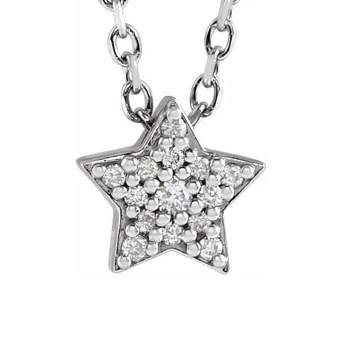 Pompeii3 Dainty Diamond Star Pendant in 14k White, Yellow, or Rose Gold Necklace