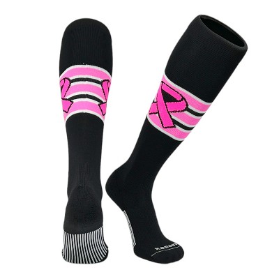 PEAR SOX Elite Awareness Ribbon Long Sport Socks - Black Pink