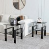 Ridstar Set of 2 Modern Coffee Table with Tempered Glass For Living Room-Black - 4 of 4