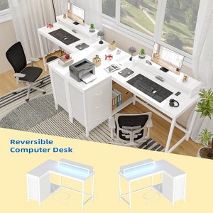 Nasitip 43" L-Shaped Gaming Desk with Drawers and Monitor Stand, Computer Desk with Power Outlets and LED Lights - 1 of 4