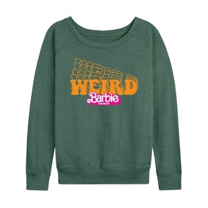 Women's - Barbie - Stacked Weird Barbie Lightweight French Terry Wide Neck Long Sleeve Shirt - 1 of 4