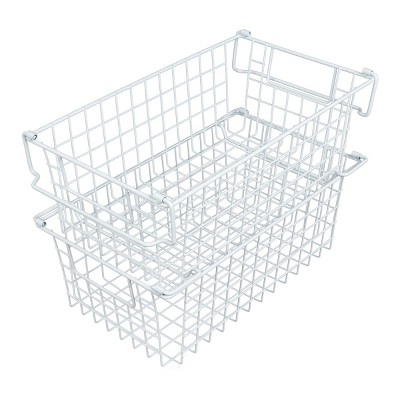 Farmlyn Creek 4 Pack Plastic Baskets for Organizing, Small White Bins with  Gray Handles for Kitchen, Bathroom, Laundry, Shelf (5 Inches)