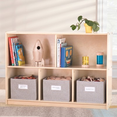Guidecraft EdQ 2-Shelf 5-Compartment Storage 30": Kids' Wooden Shelving for Books and Toys - Classroom Educational Furniture