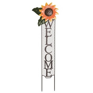 Transpac Metal 44" White Spring Welcome Sunflower Yardstake - 1 of 2