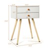Costway Mid Century Modern 2 Drawers Nightstand In White Sofa Side Table End Table - 3 of 4