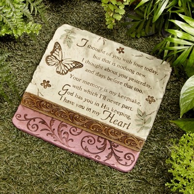 Lakeside I Thought of You Sentiment Memorial Garden Stone with Butterfly Accent