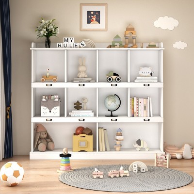 Wooden 3-Shelf Open Bookcase, Vertical Bookshelf Display Cabinet for Study or Living Room – The Pop Home