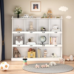 Wooden 3-Shelf Open Bookcase, Vertical Bookshelf Display Cabinet for Study or Living Room – The Pop Home - 1 of 4