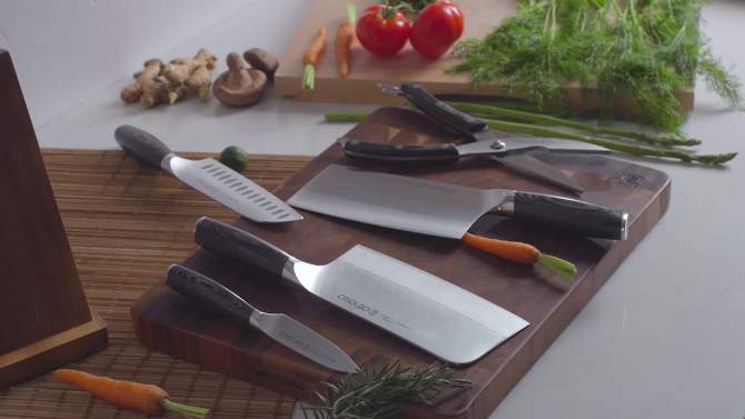 OTHELLO Classic 6-Piece Knife Set with Wooden Block Kitchen Knives, Black, 2 of 8, play video