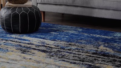 Elysian Blue Abstract Easy-Care Rectangular Rug, 2'x3'