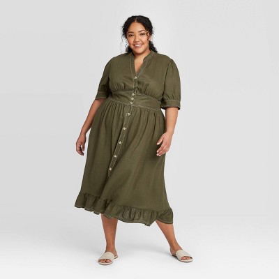 button down dress plus size